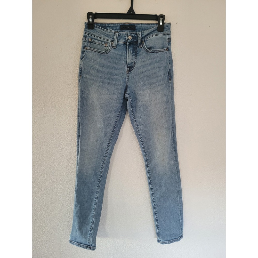 Aeropostale Boys Max Stretch Skinny Jeans Light Wash Blue 28x30 Coolmax Lycra #7